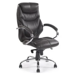 Geneva Black Leather Faced Manager Chair