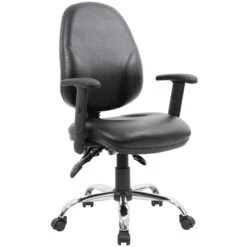 Comfort Ergo 3-Lever Leather Chrome Operator Chairs -Enjoy Sales Store 090859