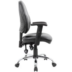 Comfort Ergo 3-Lever Leather Chrome Operator Chairs -Enjoy Sales Store 090860