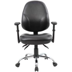 Comfort Ergo 3-Lever Leather Chrome Operator Chairs -Enjoy Sales Store 090861