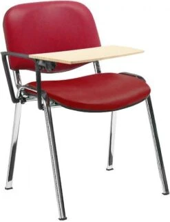 Swift Vinyl Conference Chair Chrome Frame With Wooden Writing Tablet (Pack Of 4 Chairs) -Enjoy Sales Store 104344