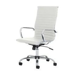 Chase White Bonded Leather High Back Office Chair -Enjoy Sales Store 109923