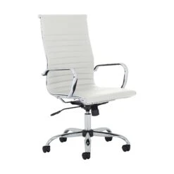 Chase White Bonded Leather High Back Office Chair